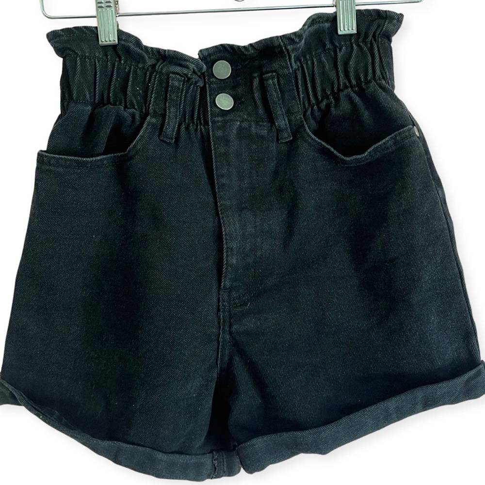 Vintage Scrunchy, high waisted black jean shorts